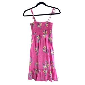 Lilly Pulitzer Pink Sundress beach coverup smocked spaghetti strap small floral